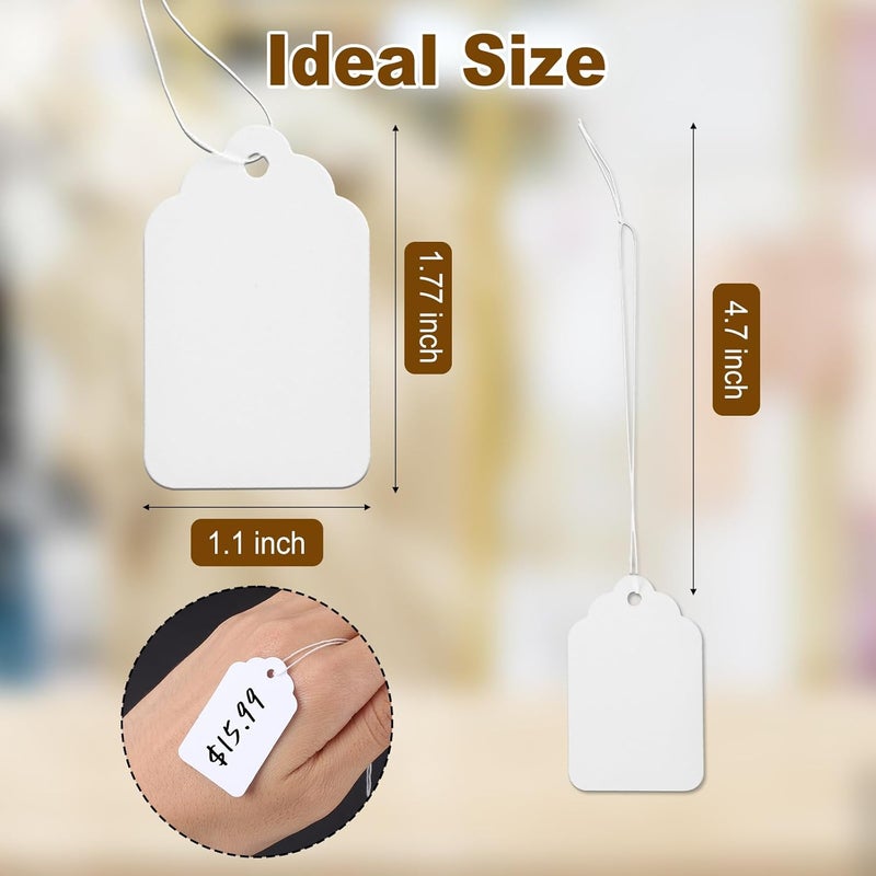 Actmuen 1000 PCS Price Tags with String, 1.77 x 1.1 inches Hang Tag with Strings Attached,for Yard/Garage Sale‘s Name Labels for Bags Clothes Jewelry,Price Labels for Retail - Image 3